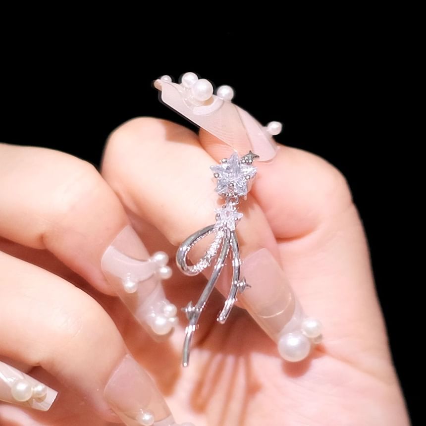 Drop Rhinestone Bow Star Alloy Earring