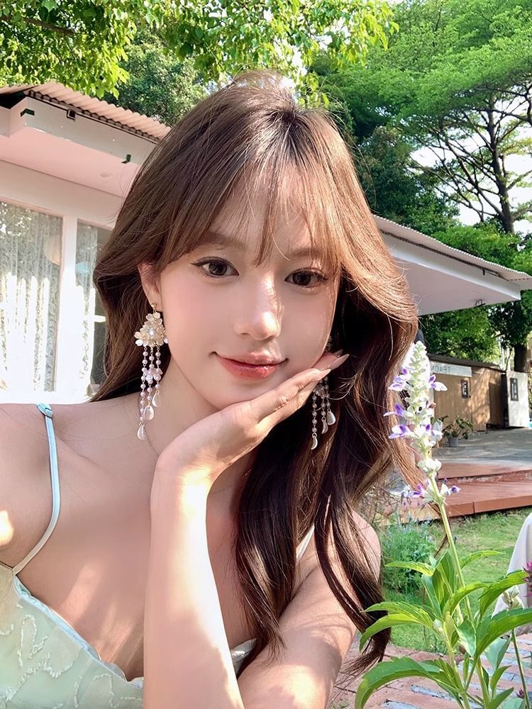 Fringed Floral Earring Alloy