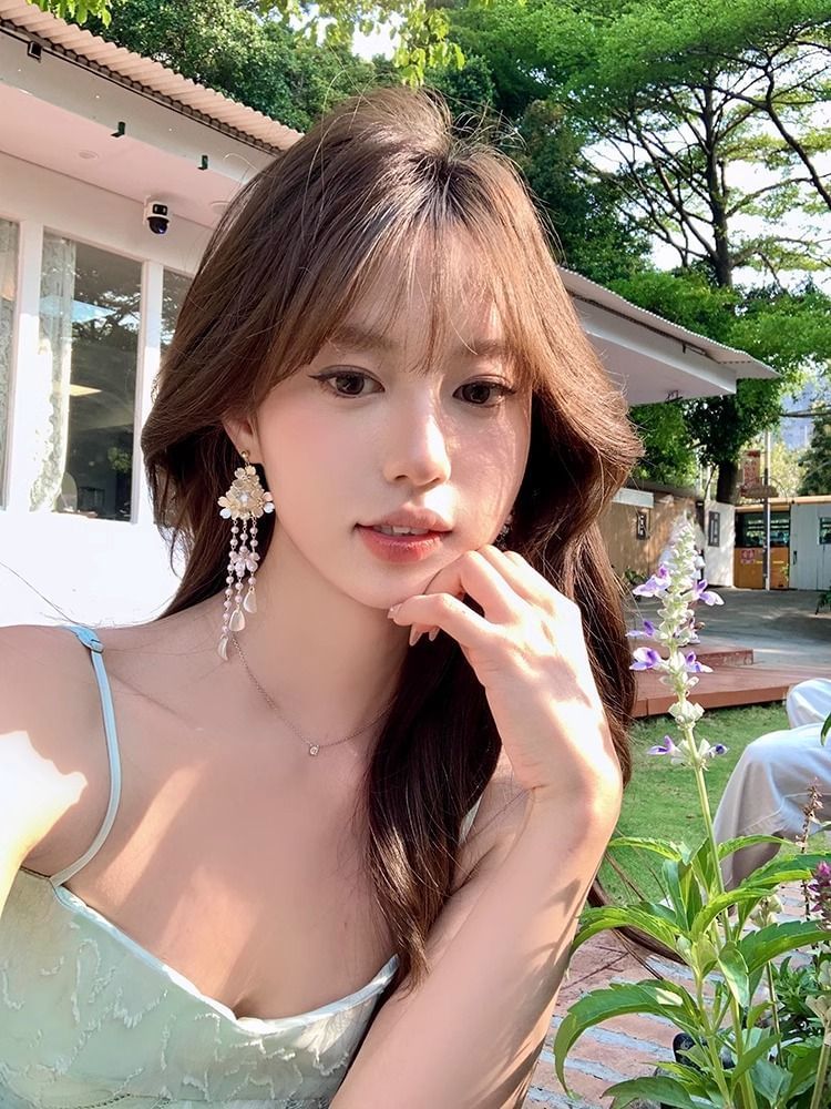 Fringed Floral Earring Alloy