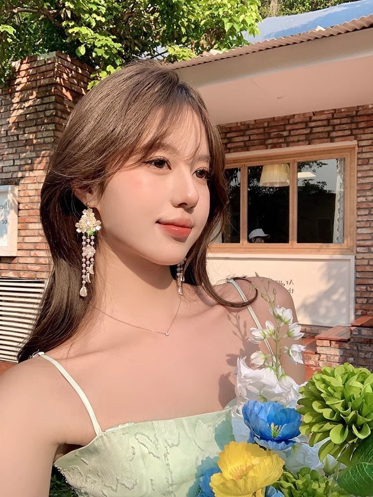 Fringed Floral Earring Alloy