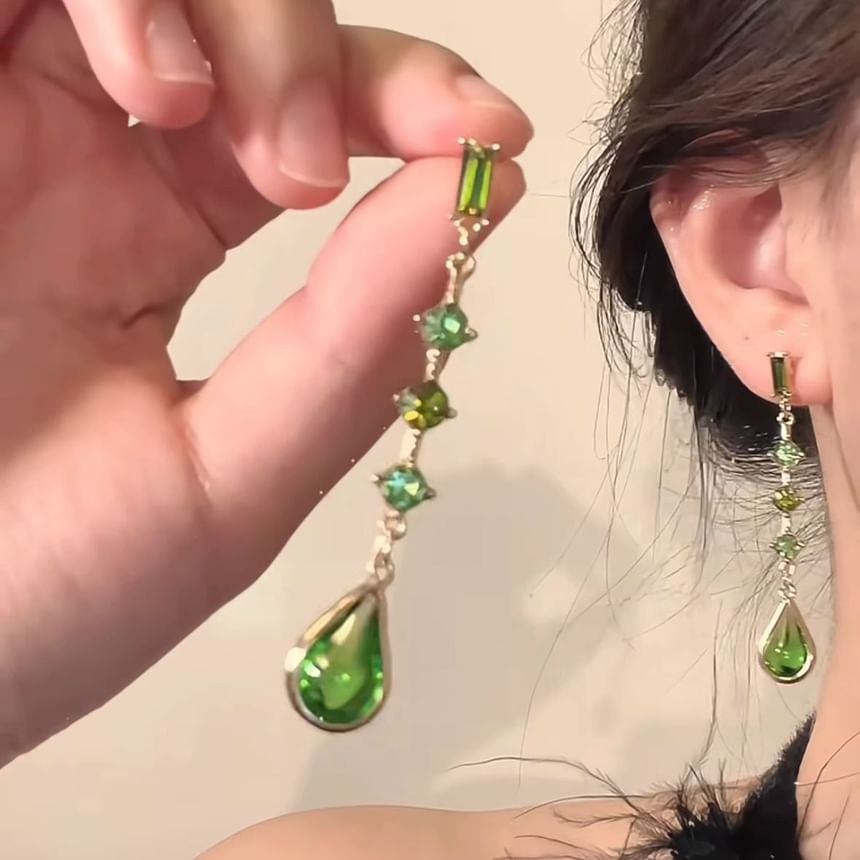 Earring Alloy Faux Crystal Droplet Dangle