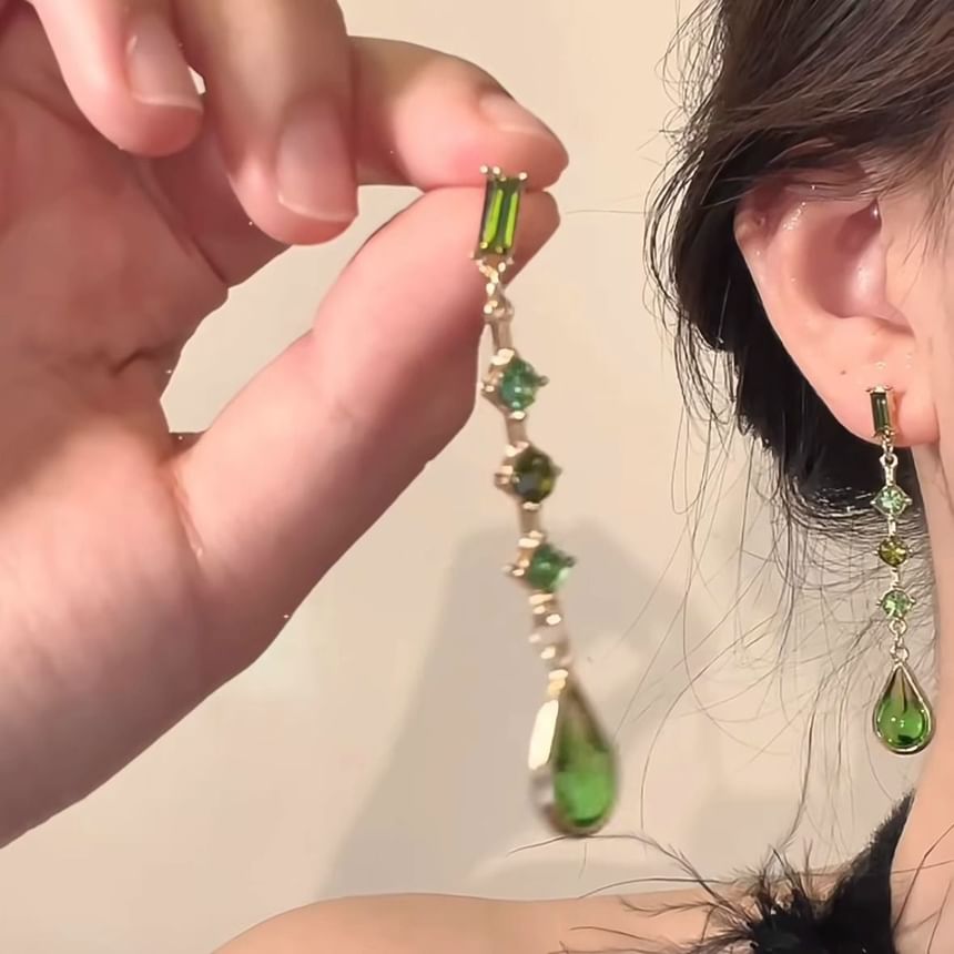 Earring Alloy Faux Crystal Droplet Dangle