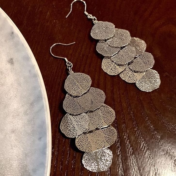 Earring Alloy Chandelier Leaf