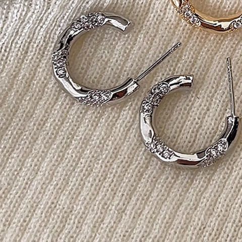 Open Alloy Earring Rhinestone Hoop