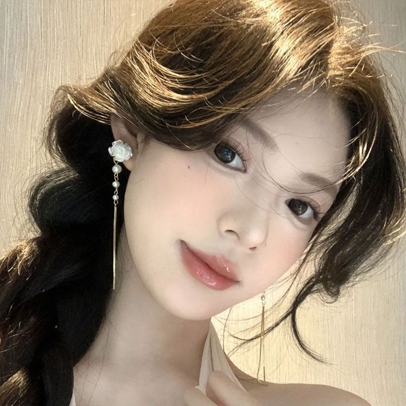 Threader Faux Alloy Floral Earring Pearl