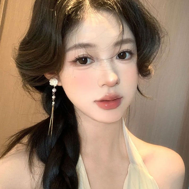 Threader Faux Alloy Floral Earring Pearl