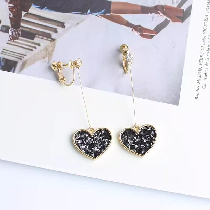 Drop Rhinestone Earring Heart
