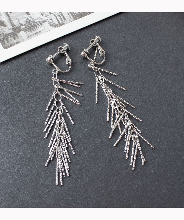 Earring Fringed Drop Clip-On /