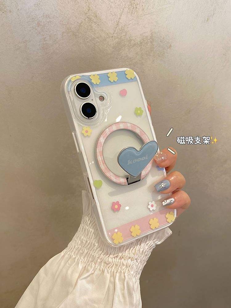 Stand Set / Magnetic with (Compatible MagSafe) Floral Phone Case