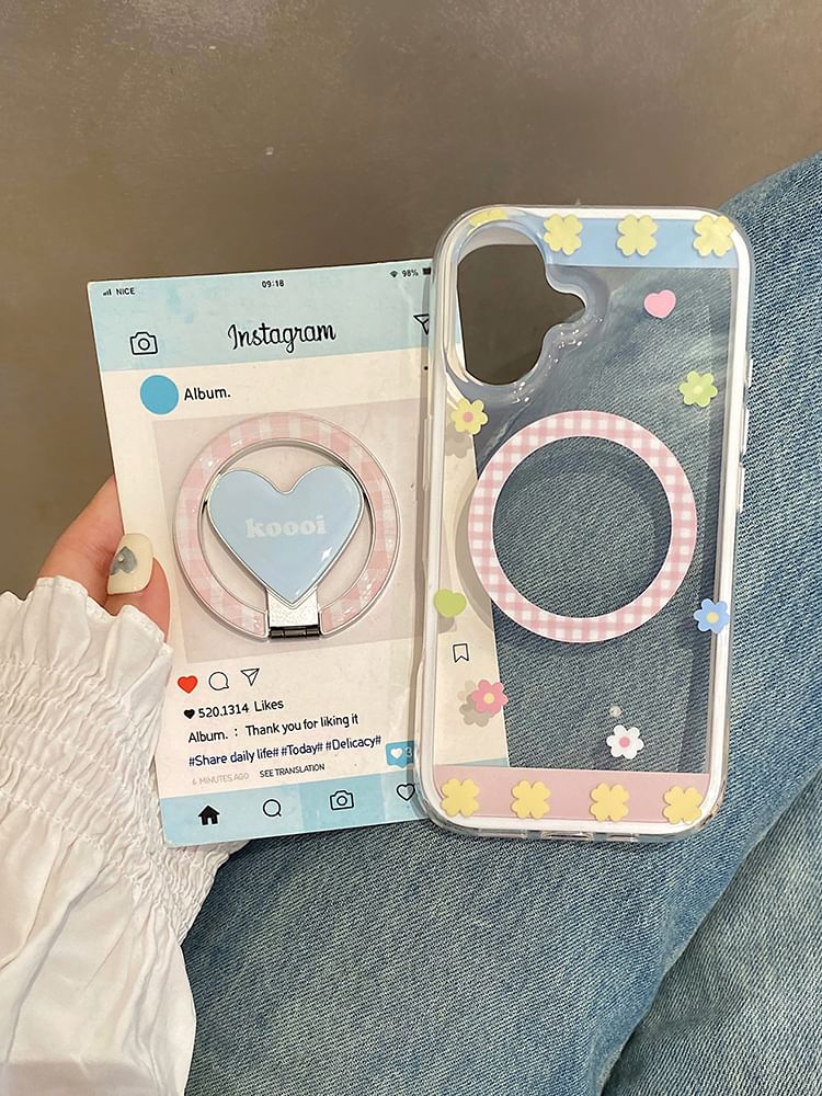 Stand Set / Magnetic with (Compatible MagSafe) Floral Phone Case