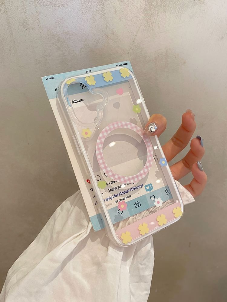 Stand Set / Magnetic with (Compatible MagSafe) Floral Phone Case