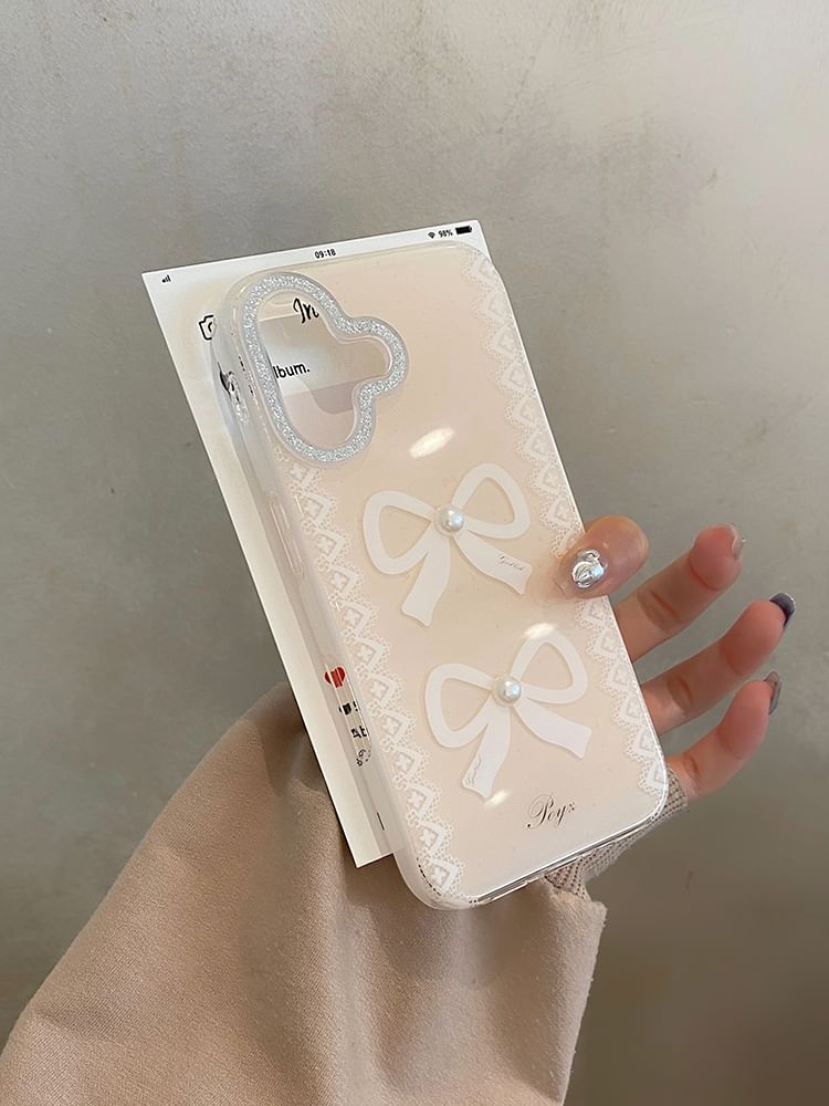 Phone Print Case Faux Lace Pearl / Set Strap