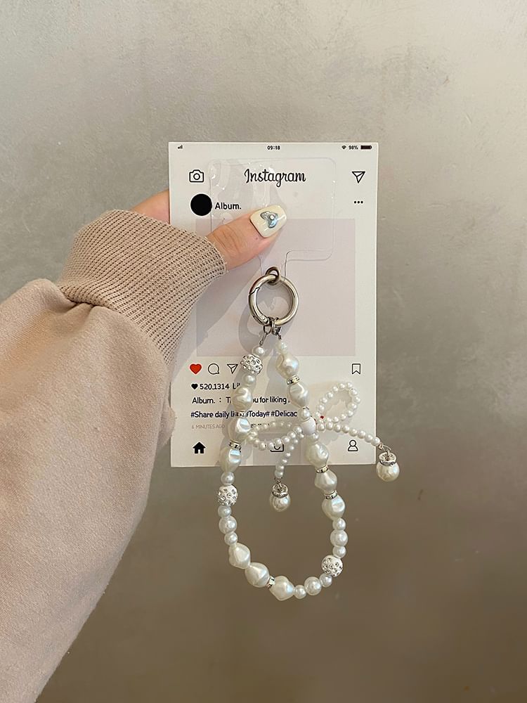Phone Print Case Faux Lace Pearl / Set Strap