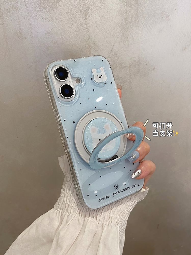 Magnetic MagSafe) Set / Splattered Dog (Compatible Phone Case Stand with