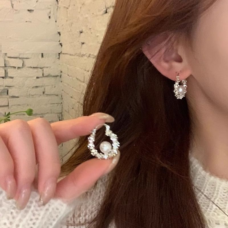 Faux Hoop Pearl Beaded Earring