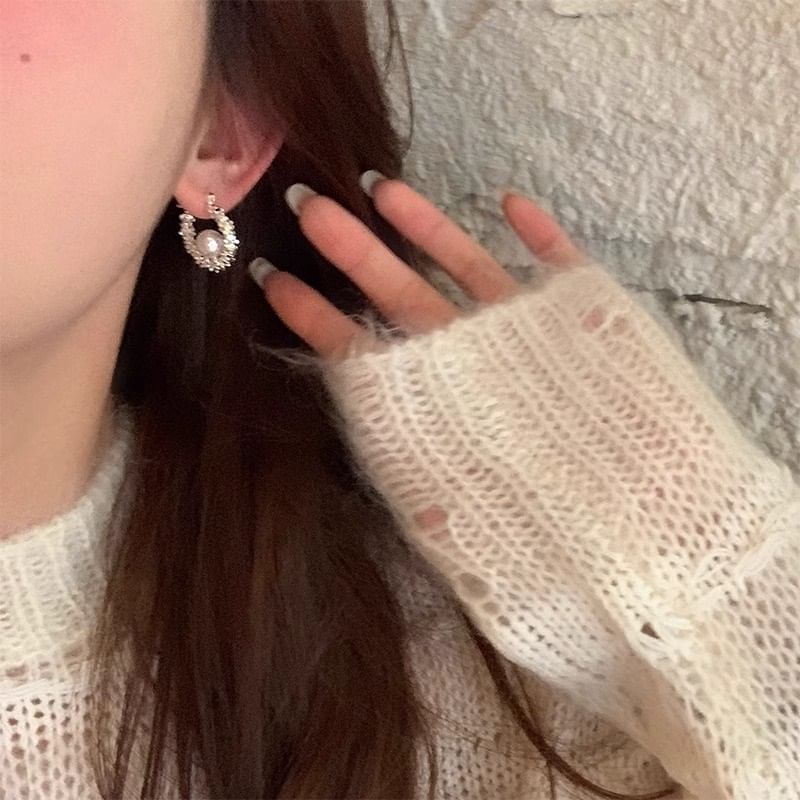 Faux Hoop Pearl Beaded Earring