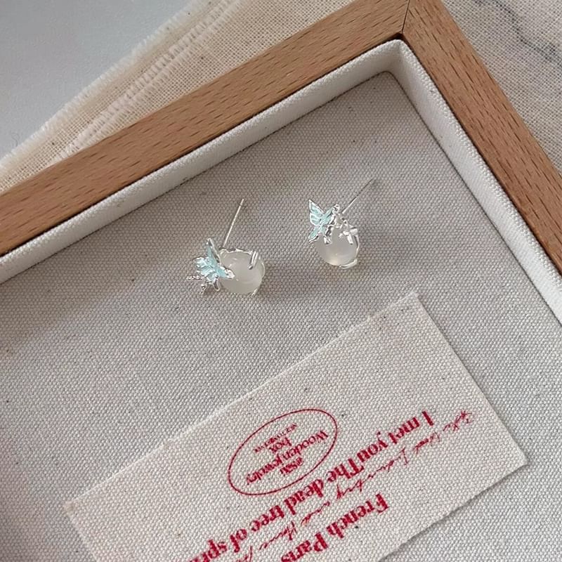 Butterfly Cabochon Enamel Earring Stud