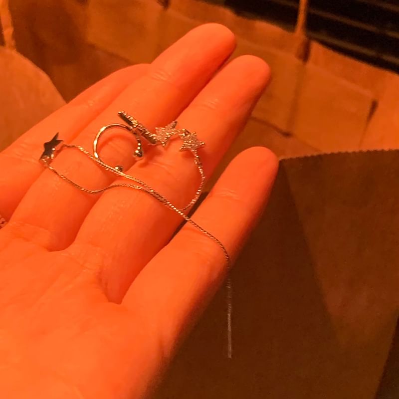 Earring Rhinestone with Ear Star Cuff