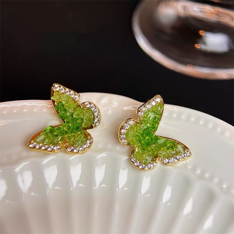 Stud Rhinestone Butterfly Earring