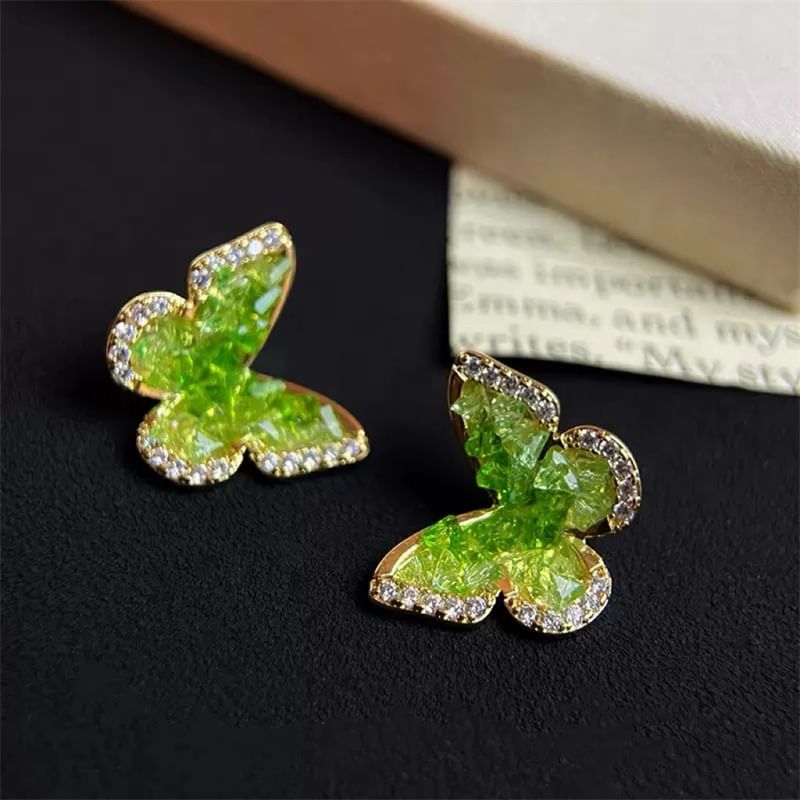 Stud Rhinestone Butterfly Earring