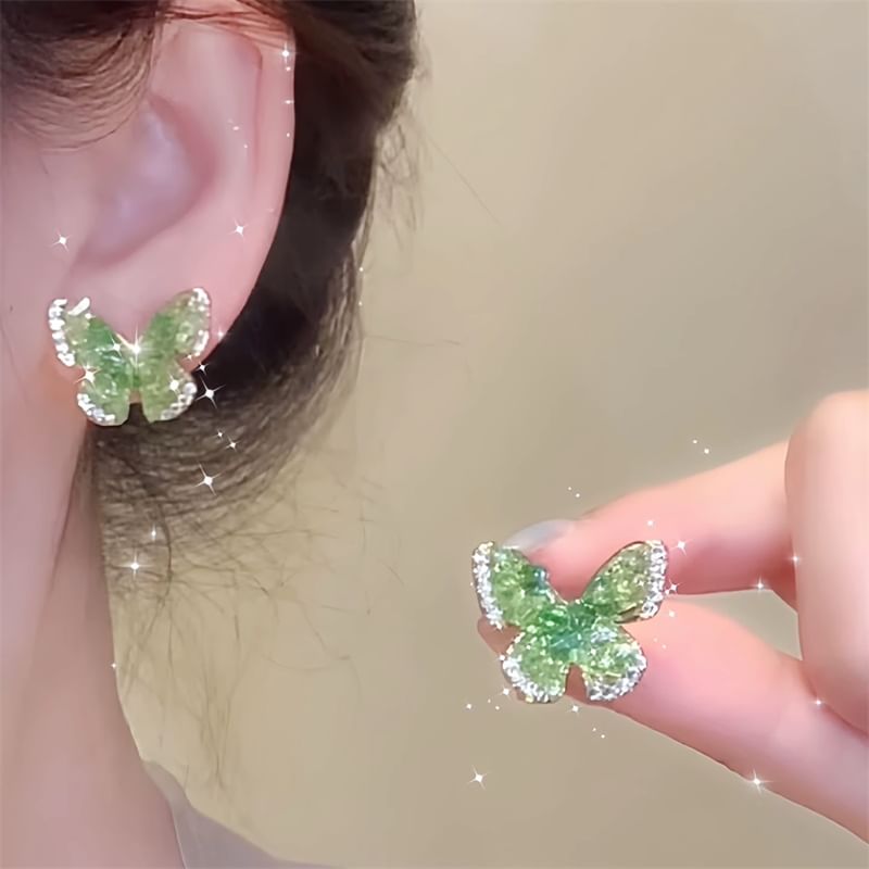 Stud Rhinestone Butterfly Earring