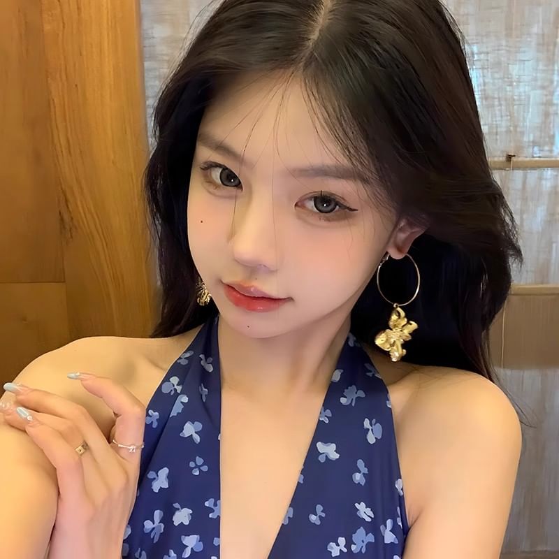 Earring Flower Hoop Drop