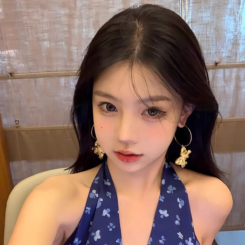 Earring Flower Hoop Drop