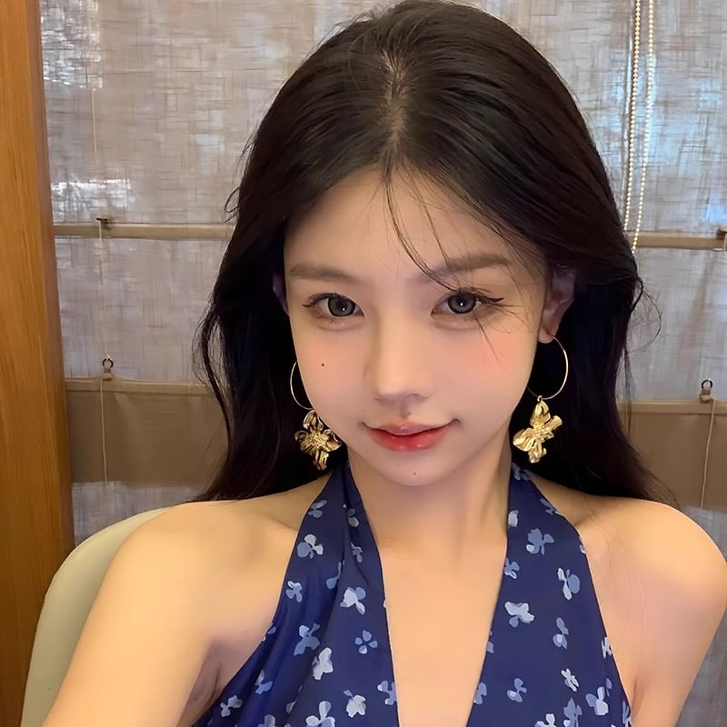 Earring Flower Hoop Drop