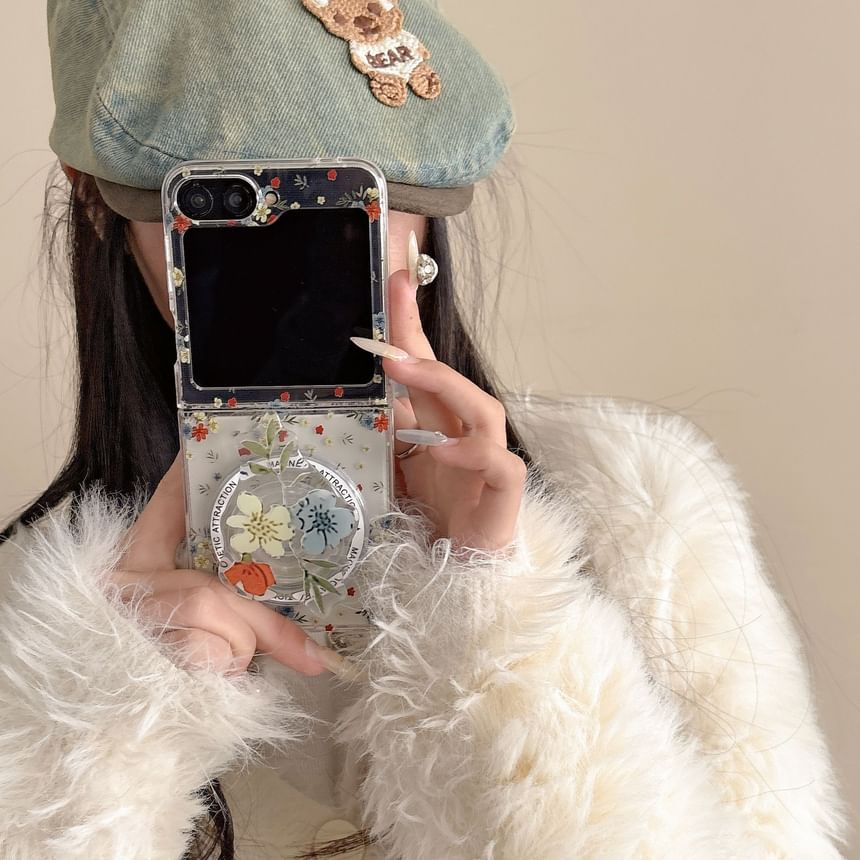 Case Phone / Magnetic Floral Print Suction Set