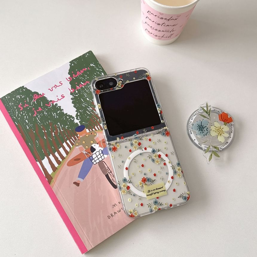 Case Phone / Magnetic Floral Print Suction Set