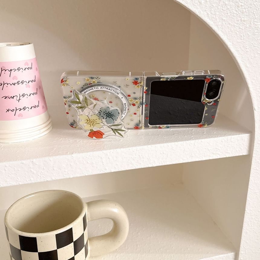 Case Phone / Magnetic Floral Print Suction Set