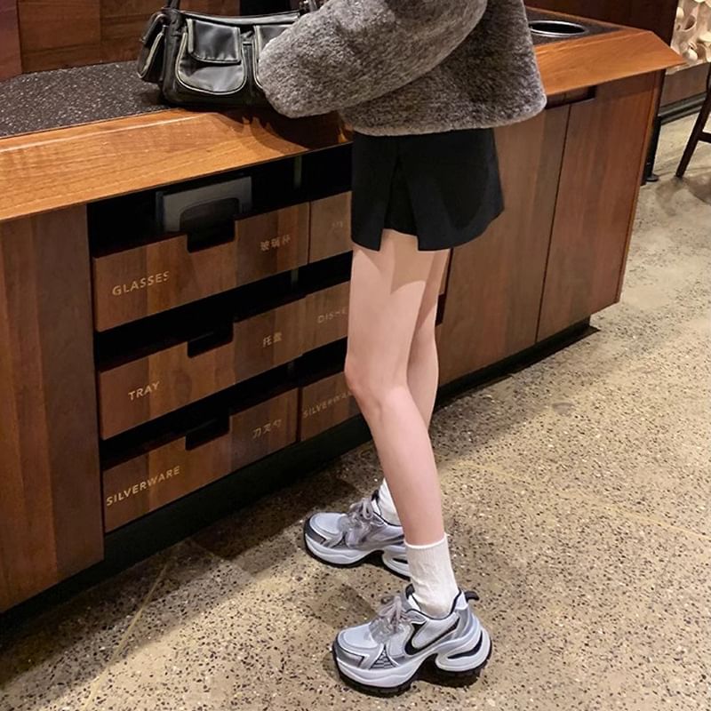 Striped Platform Sneakers Lace-Up