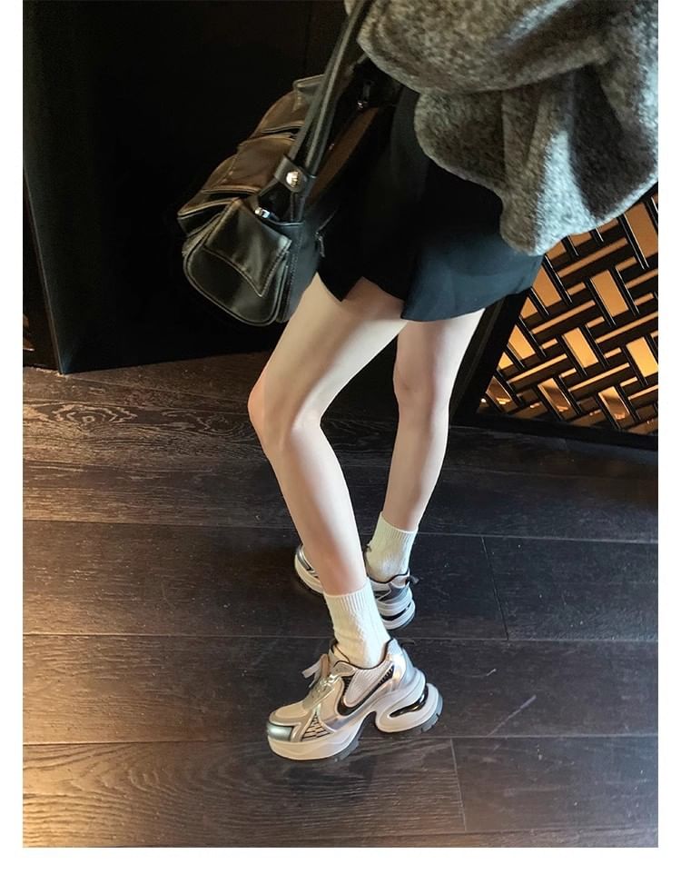 Striped Platform Sneakers Lace-Up