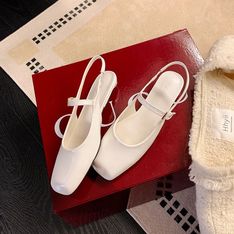 Toe Low Square Slingback Heel Sandals