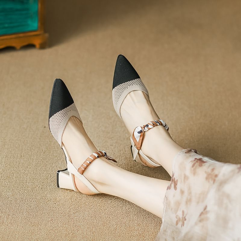 Chunky Pointed Heel Sandals