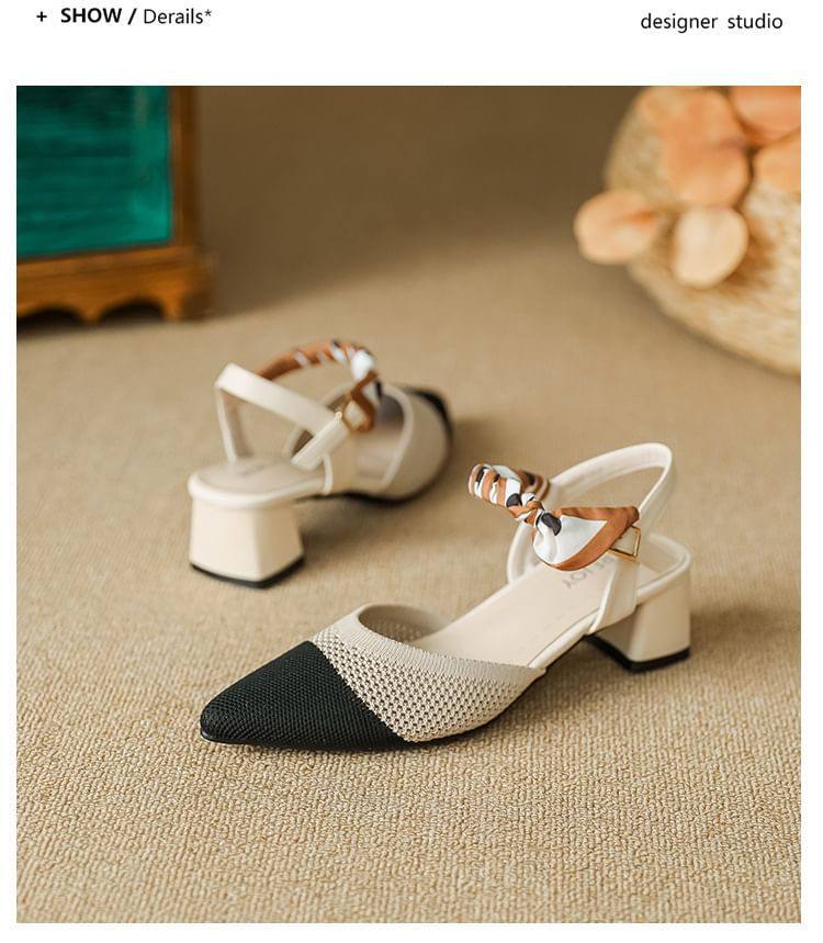 Chunky Pointed Heel Sandals