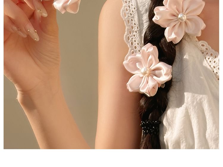 Faux Hair Flower Pearl Set Clip /
