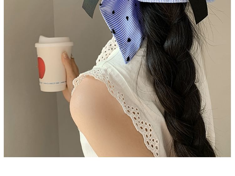 Bow Print Scrunchie Striped Heart