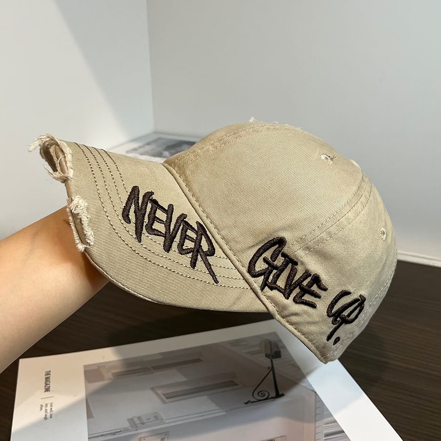 Distressed Embroidered Lettering Cap Baseball