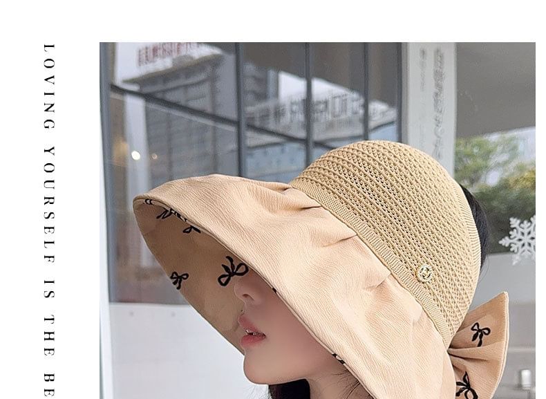 Print Sun Hat Straw Bow