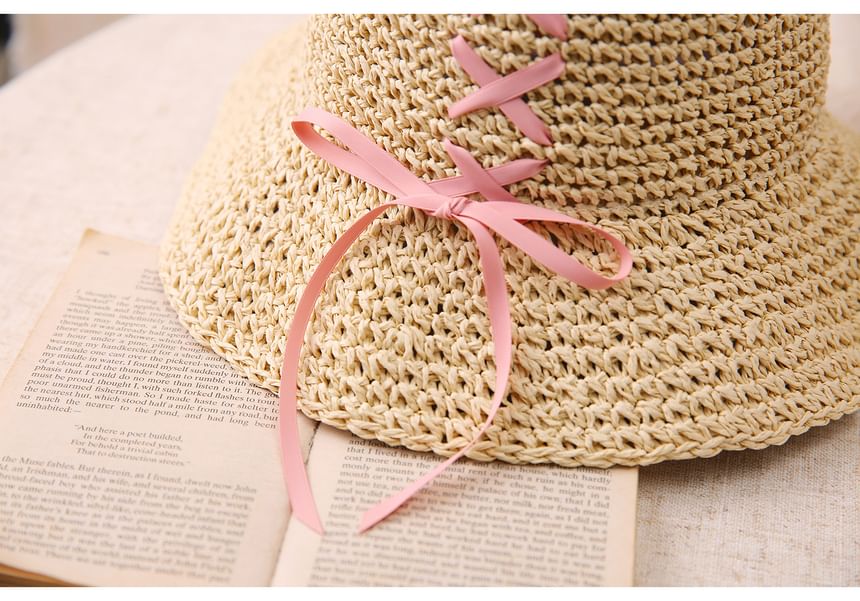 Straw Bow Bucket Hat