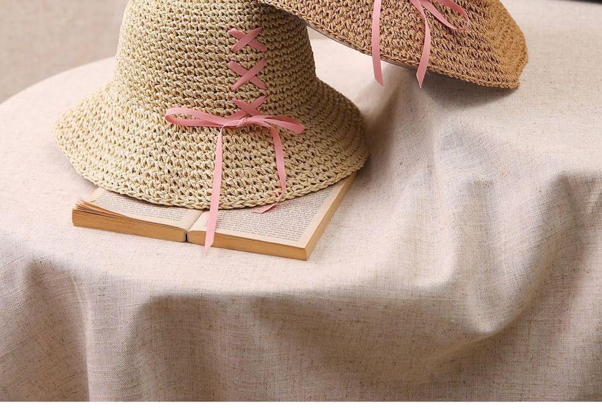 Straw Bow Bucket Hat