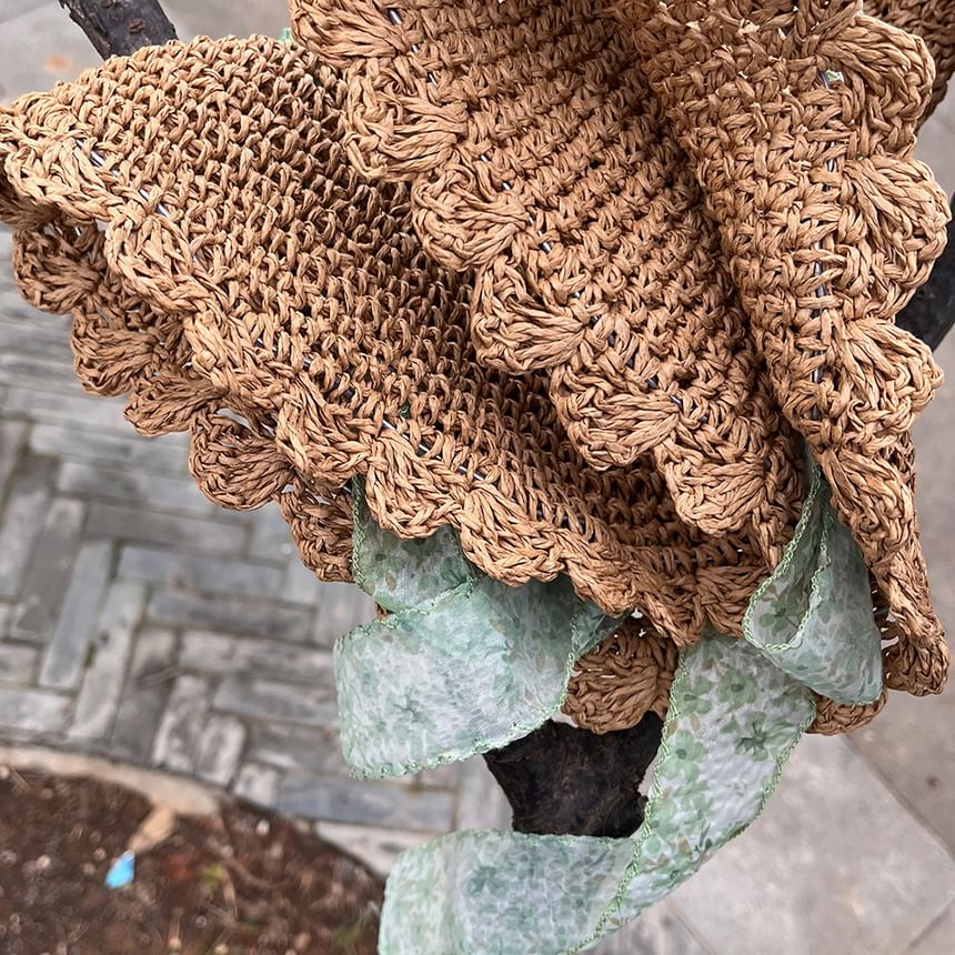 Floral Sun Hat Ribbon Straw