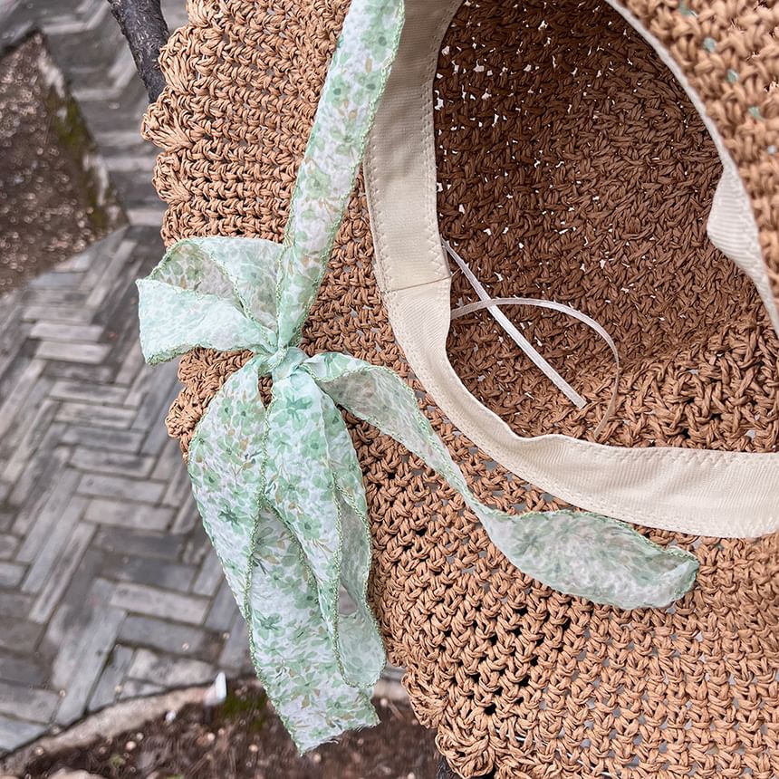 Floral Sun Hat Ribbon Straw
