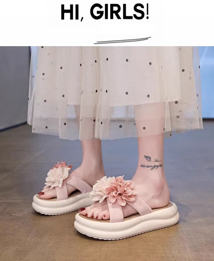 Slide Platform Sandals Floral