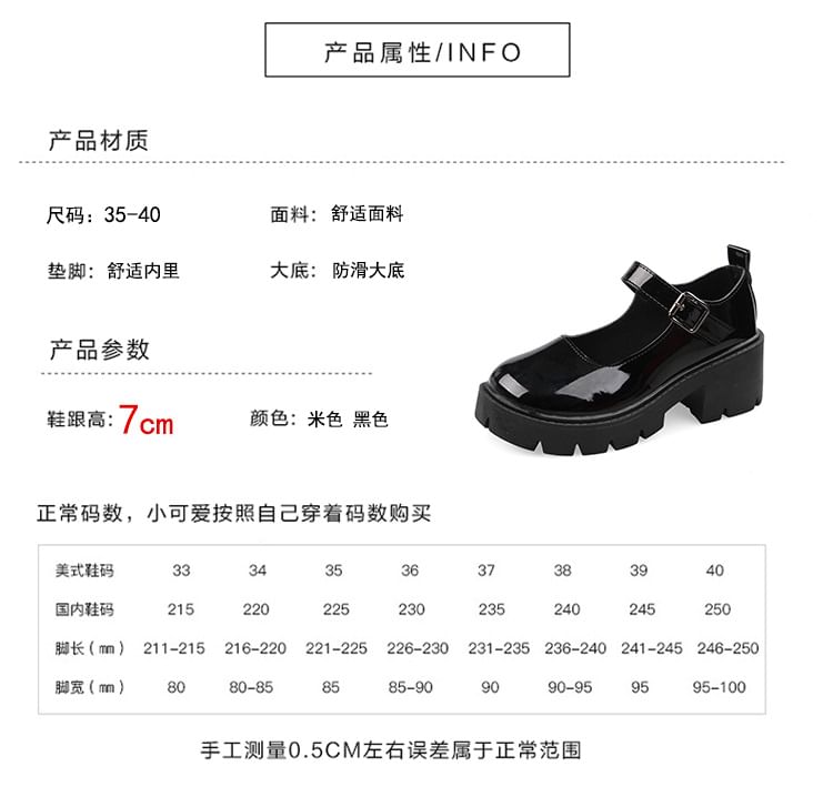 Heel Mary Jane Chunky Platform Pumps