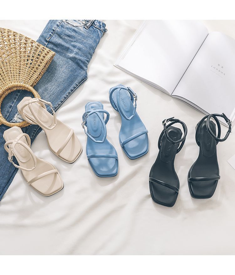 Chunky Sandals Ankle Heel Strap