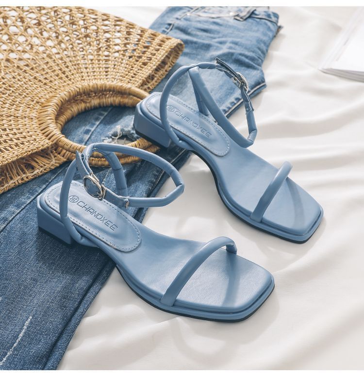 Chunky Sandals Ankle Heel Strap