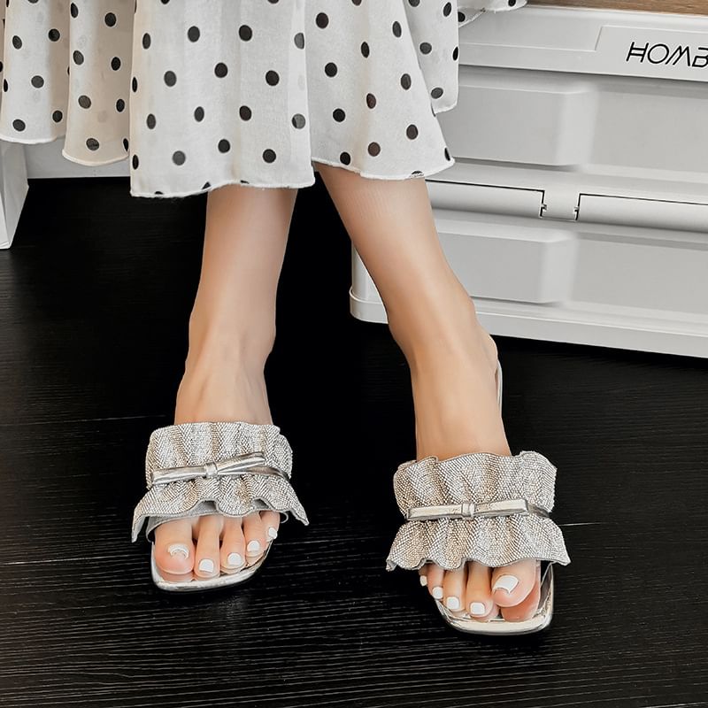 Sandals Bow Ruffle Slide
