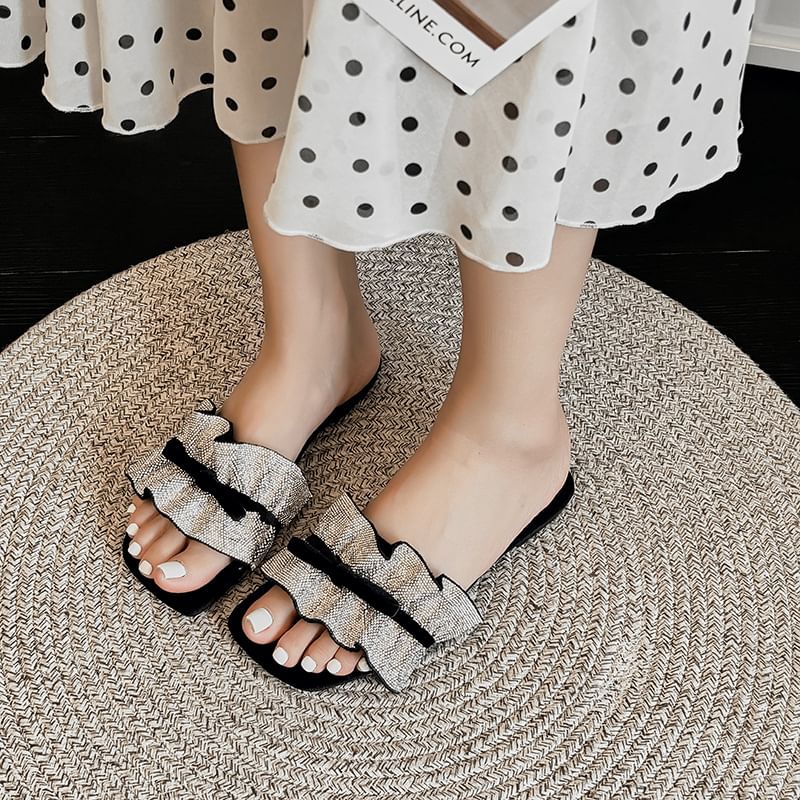 Sandals Bow Ruffle Slide